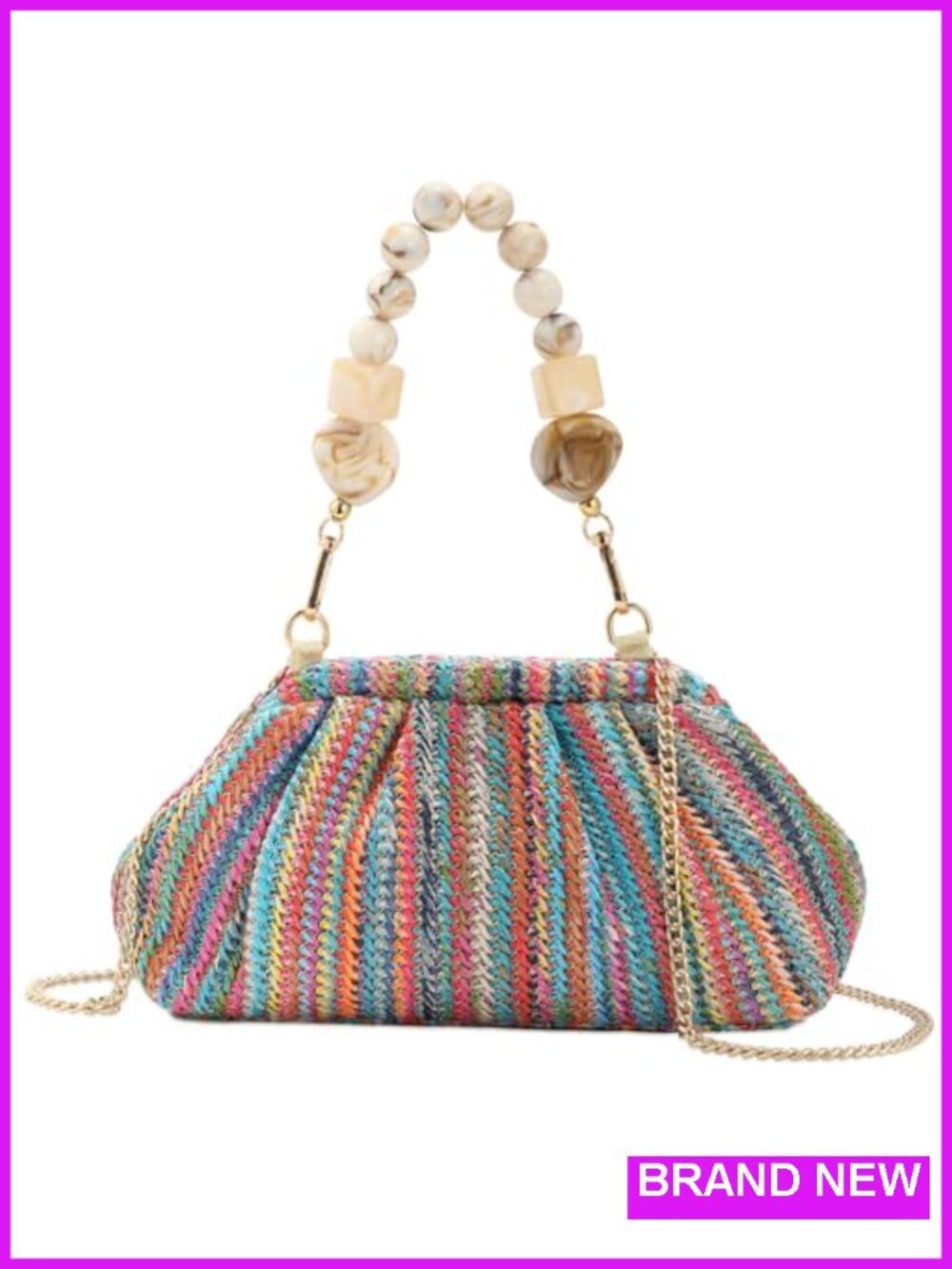 Straw Woven Clutch Purse with Detachable Crossbody Strap for Beach Vacation